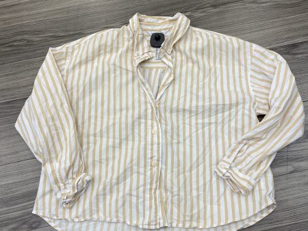 Top Long Sleeve By Old Navy In Tan & White, Size: L For Discount