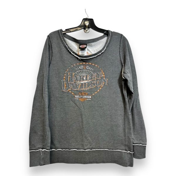 Top Long Sleeve By Harley Davidson In Grey, Size: M For Cheap