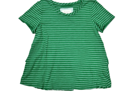 Top Short Sleeve By Anthropologie In Green & White, Size: S For Sale