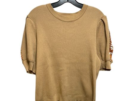 Ribbed Crochet Sleeve Sweater Short Sleeve By Nanette By Nanette Lepore In Tan, Size: L For Cheap