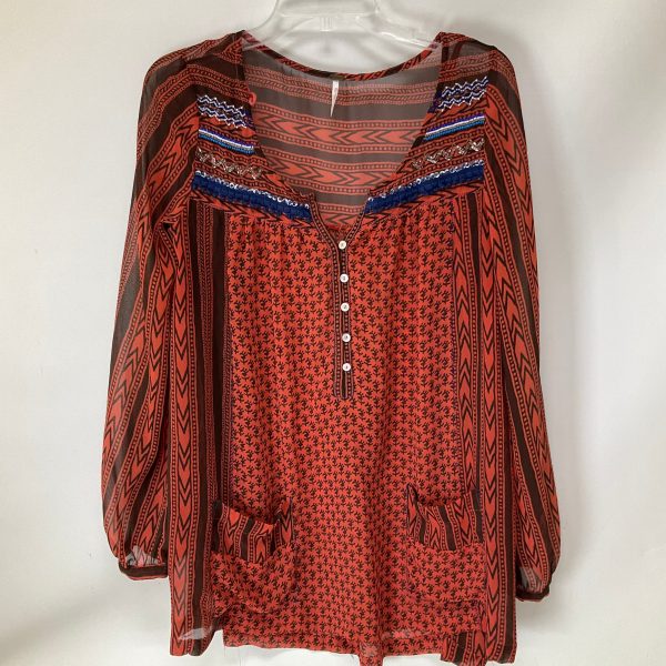 Tunic Long Sleeve By Free People In Brown & Pink, Size: S For Cheap