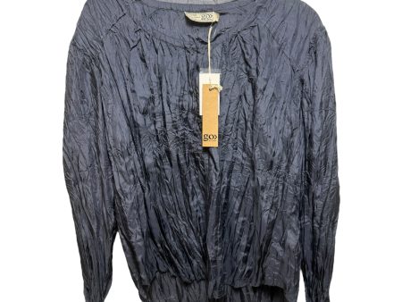 Silk Crinkle Top Long Sleeve By Go Silk In Navy, Size: S For Sale