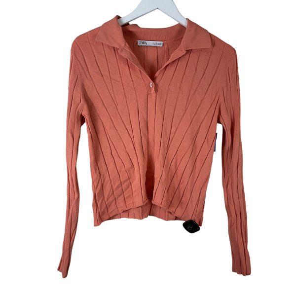 Top Long Sleeve By Zara In Orange, Size: L Fashion