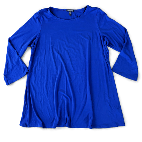 Top 3 4 Sleeve By Eileen Fisher In Blue, Size: Xl Hot on Sale