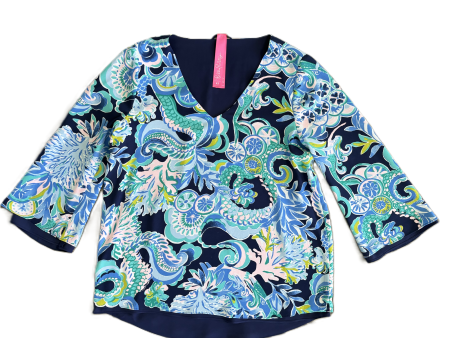 Top Long Sleeve Designer By Lilly Pulitzer In Blue & Green, Size: Xs Supply