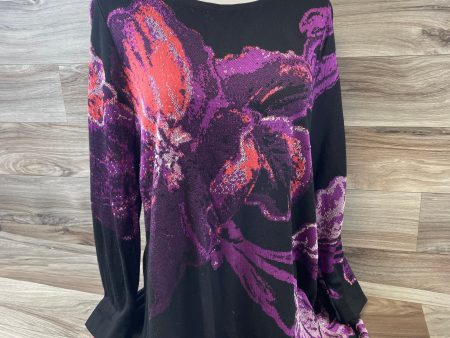 Top 3 4 Sleeve By Chicos In Black & Purple, Size: L Sale