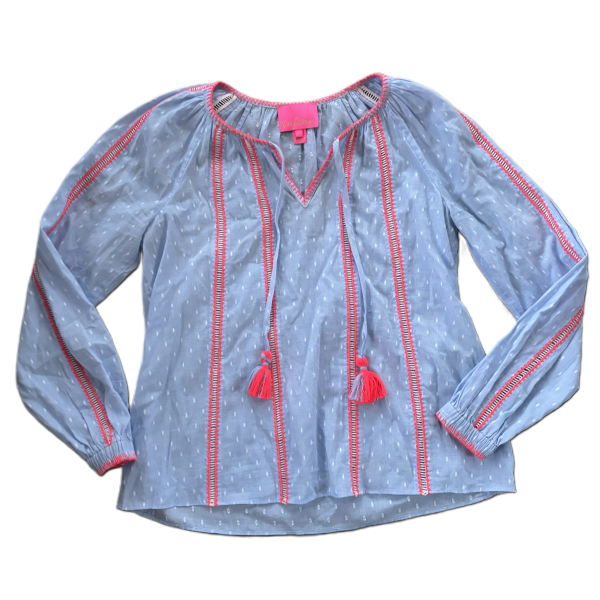 Top Long Sleeve Designer By Lilly Pulitzer In Blue & Red & White, Size: S Online