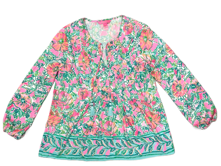 Top Long Sleeve Designer By Lilly Pulitzer In Green & Pink, Size: S For Sale