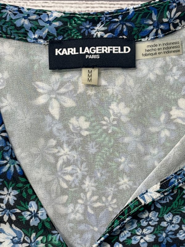 Top Long Sleeve Designer By Karl Lagerfeld In Blue & Green, Size: M For Cheap