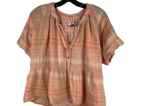 Top Short Sleeve By Anthropologie In Peach, Size: L Discount