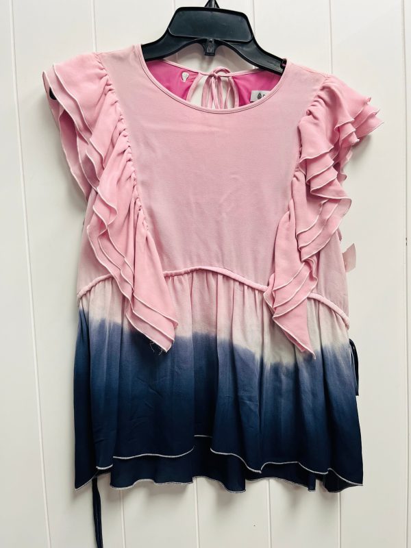 Blouse Short Sleeve By dondup In Blue & Pink, Size: L Online Hot Sale