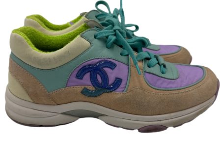 Chanel Logo Low-Top Trainer Luxury Designer Shoes, Size: 9 Sale