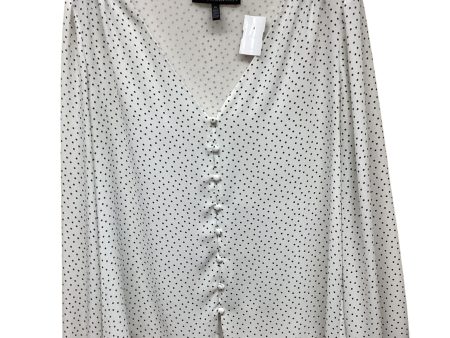 Top Long Sleeve By White House Black Market In Polkadot Pattern, Size: L on Sale